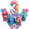 Pink and gold foil balloon number 3 decoration kit for a music-themed birthday party