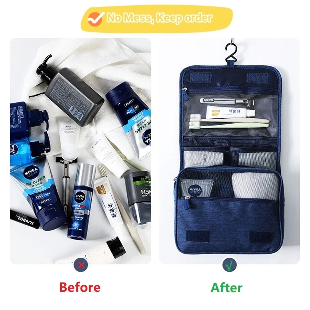 Hanging Toiletry Bag with Waterproof Oxford Fabric and Large Capacity