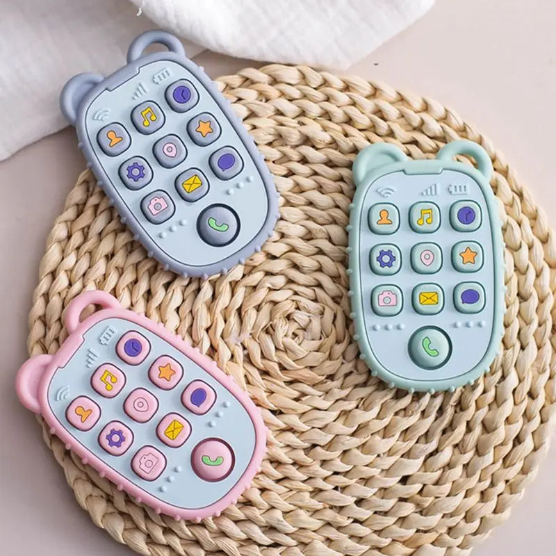 Baby Teething Gloves with Cartoon Bear Design