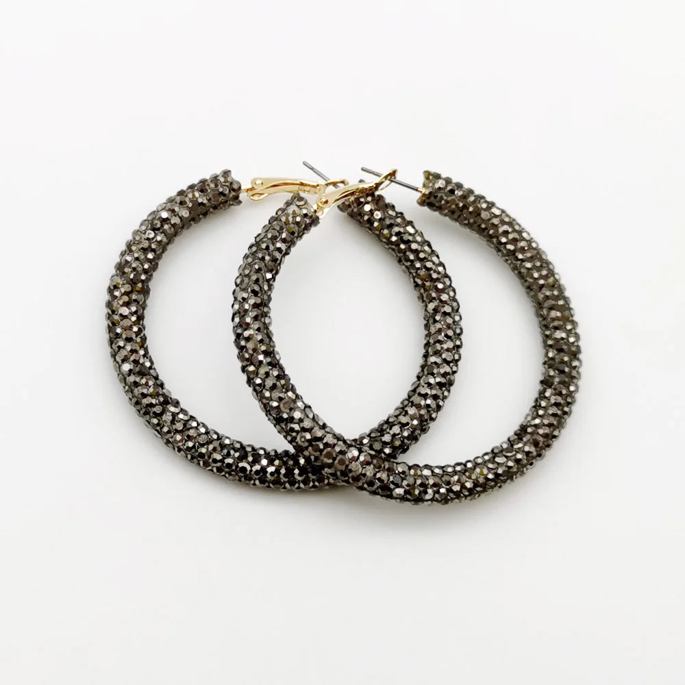Rainbow Crystal Hoop Earrings