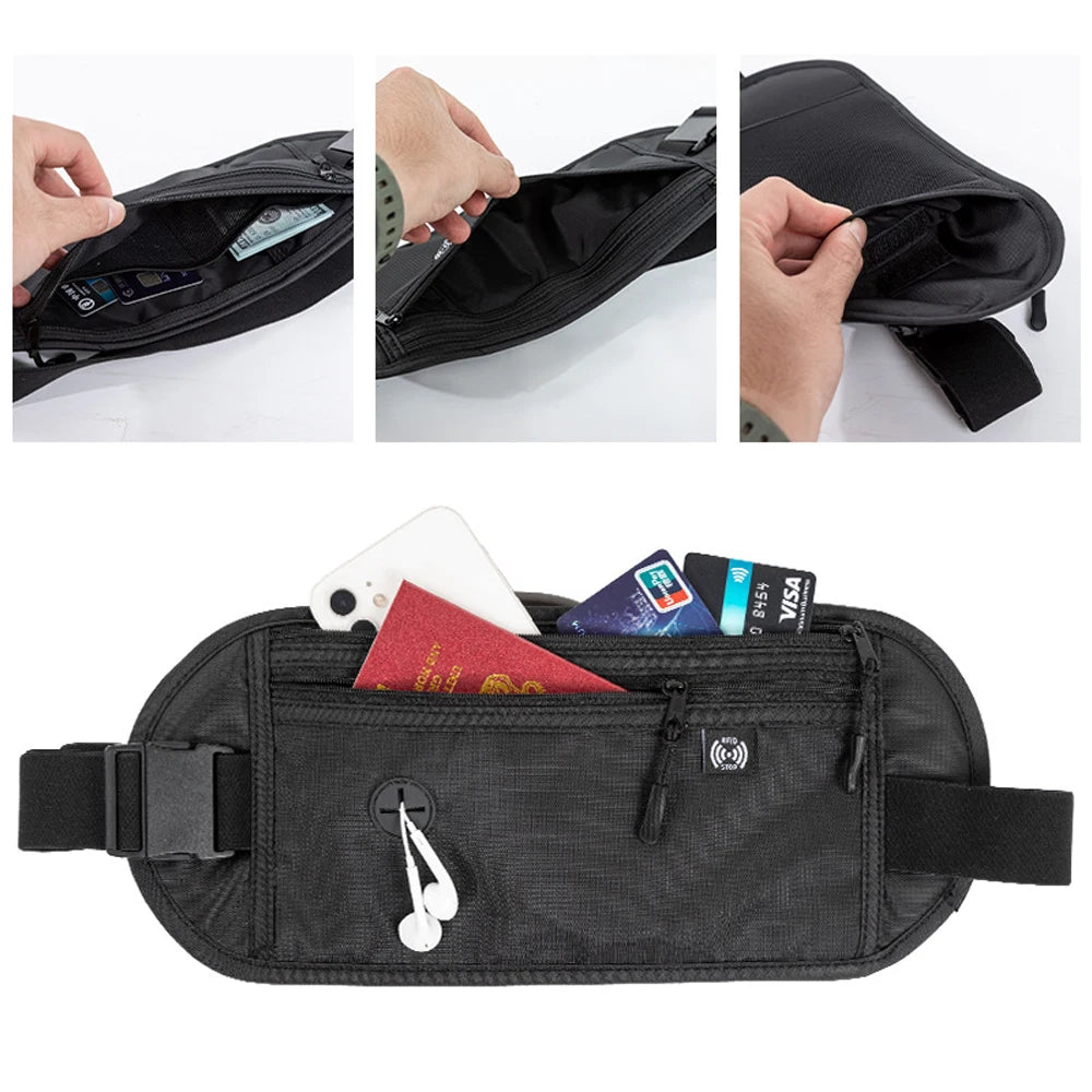 RFID-Blocking Travel Money Belt with Hidden Pockets