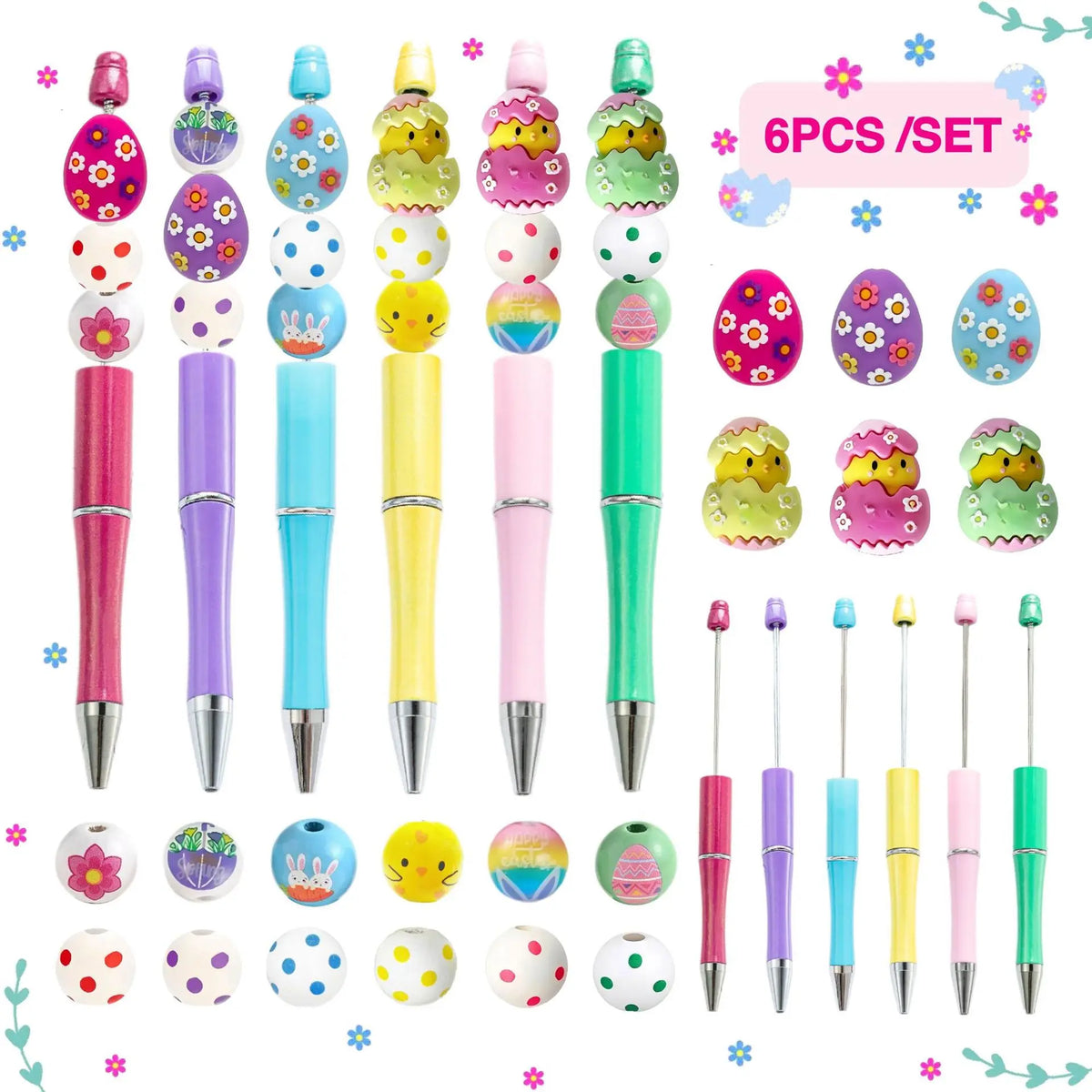 DIY Beaded Acrylic Ballpoint Pen Kit with Rotating Gradient Design