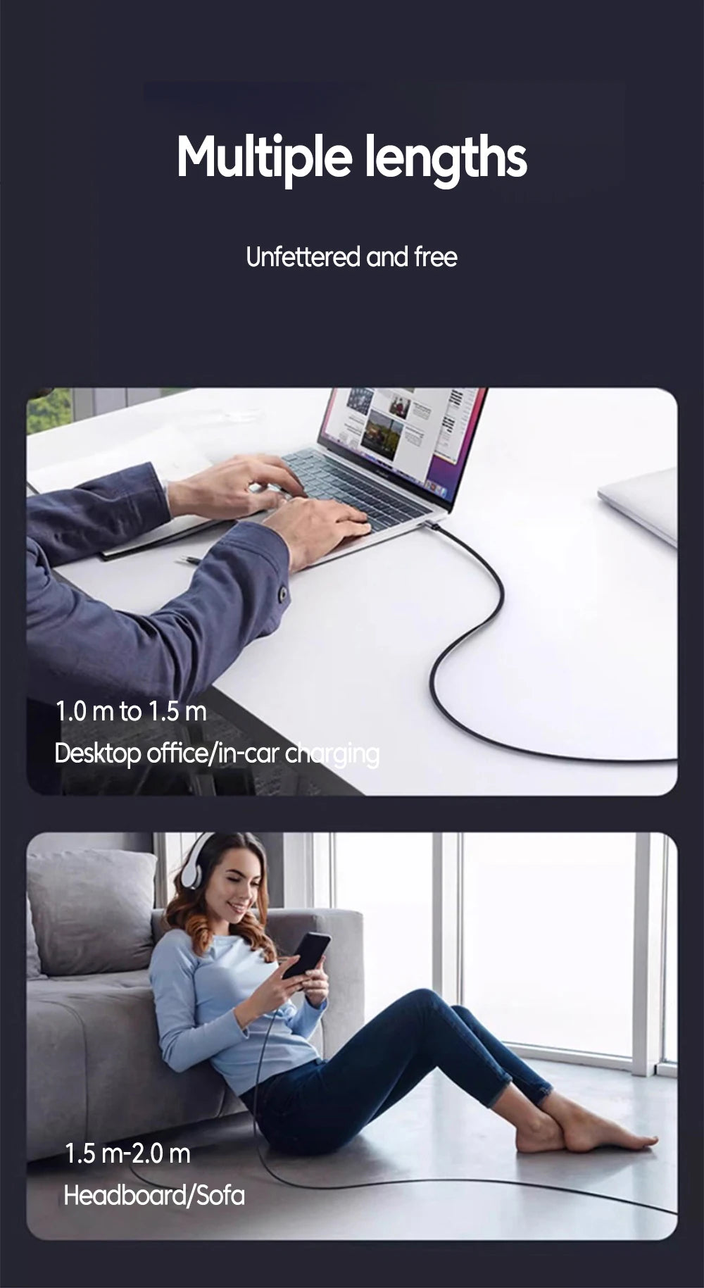 Right-Angle USB to Lightning Cable with Braided Nylon