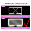 Comparison showing a faulty lamp bead versus a high brightness LED light for makeup mirrors