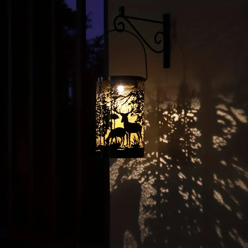 Solar Deer Garden Lantern with Forest Projection