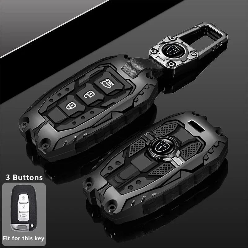 A black protective key fob cover with three buttons shown in a close-up view.