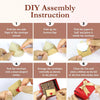 DIY assembly instructions showing how to fold and seal blank note cards and envelopes into a box