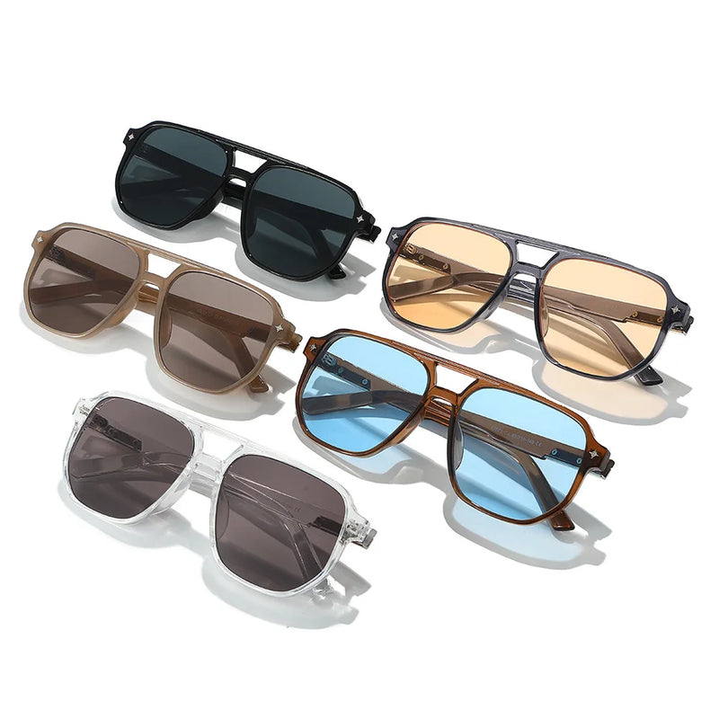 Y2K Double-Bridge Square Sunglasses