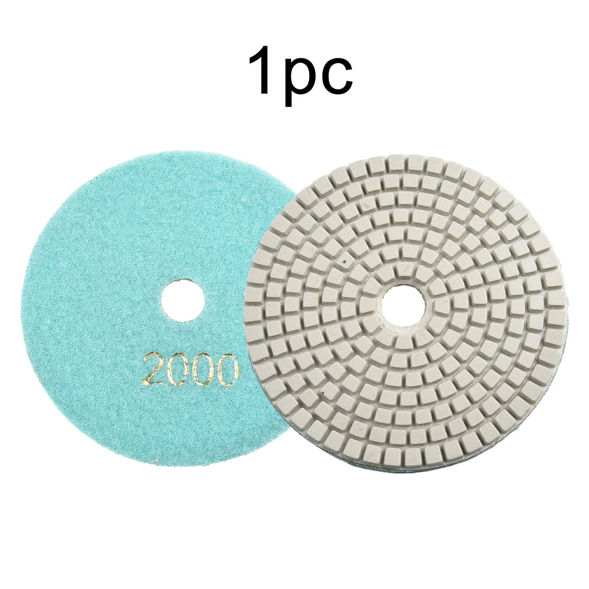 One piece of a 4-inch diamond polishing pad set for stone and concrete.