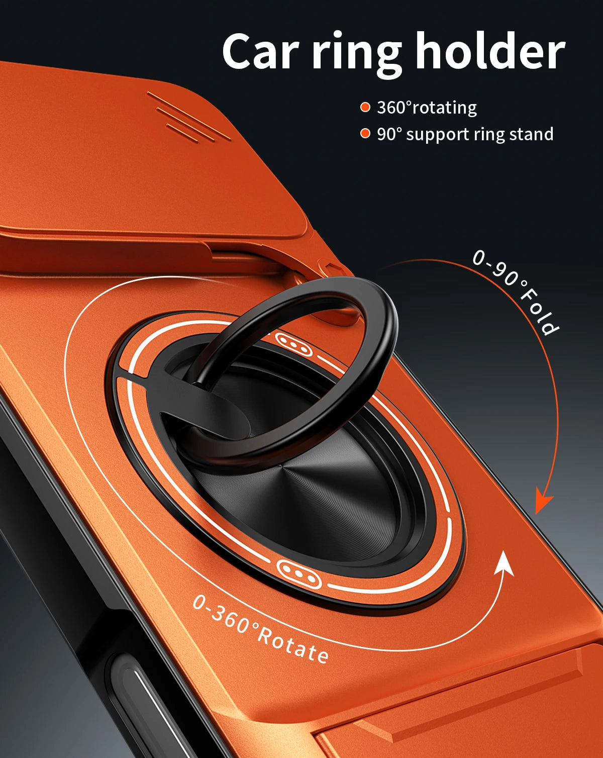 Rotating Magnetic Ring Phone Case with Kickstand for iPhone