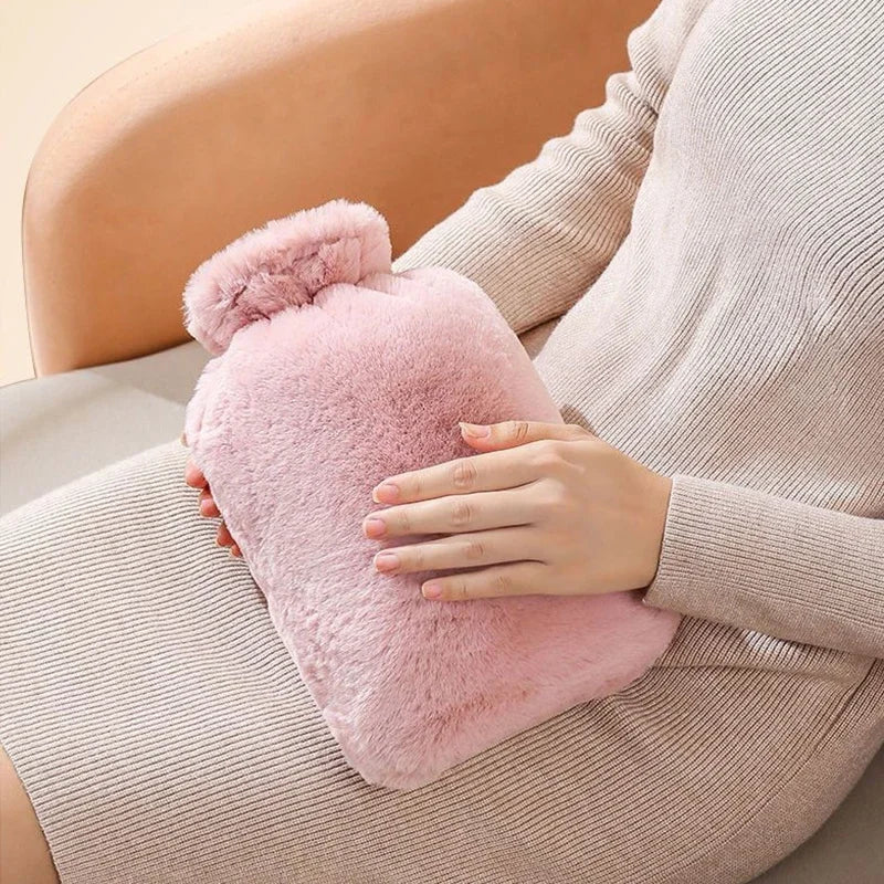 Reusable Hot Water Bottle with Soft Fleece Cover