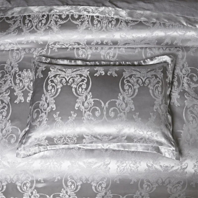 Silver Royal Luxury Duvet Cover Set with Pillowcases