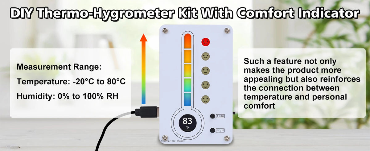 DIY Temperature and Humidity Meter Soldering Kit with LED Display
