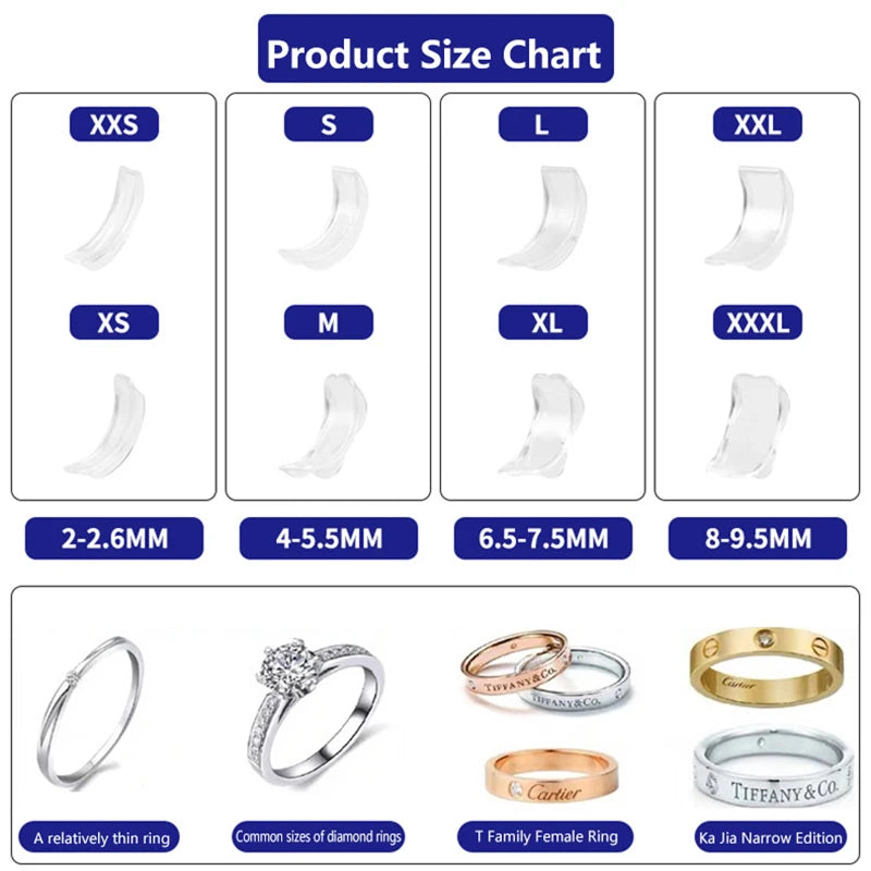 Invisible Ring Size Reducer with Spiral Spring Tightener
