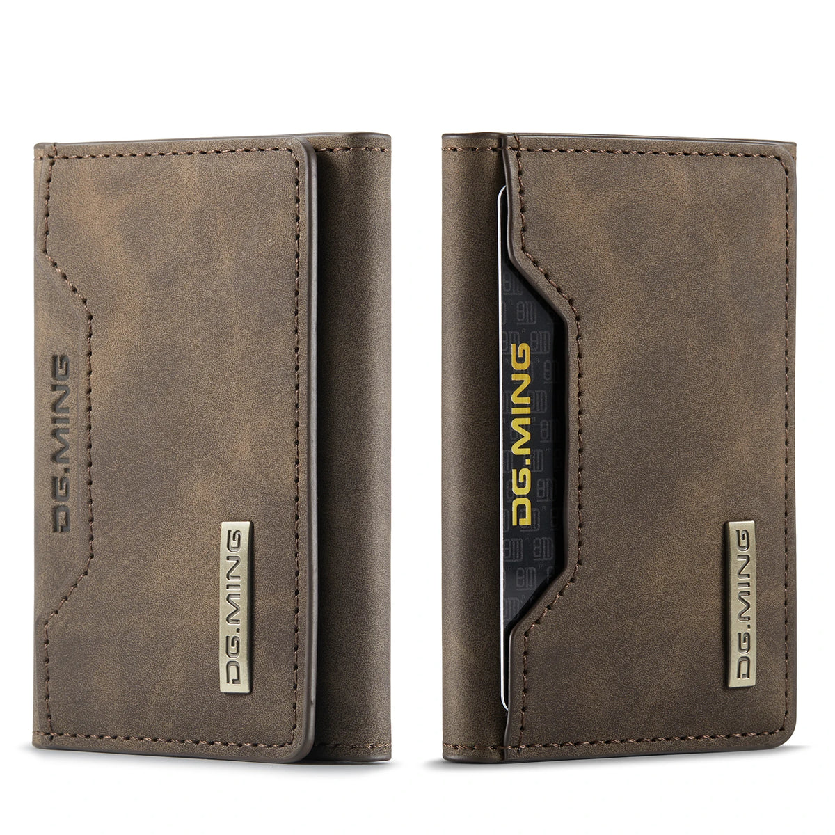 Vintage Leather Trifold Wallet with Magnetic Closure