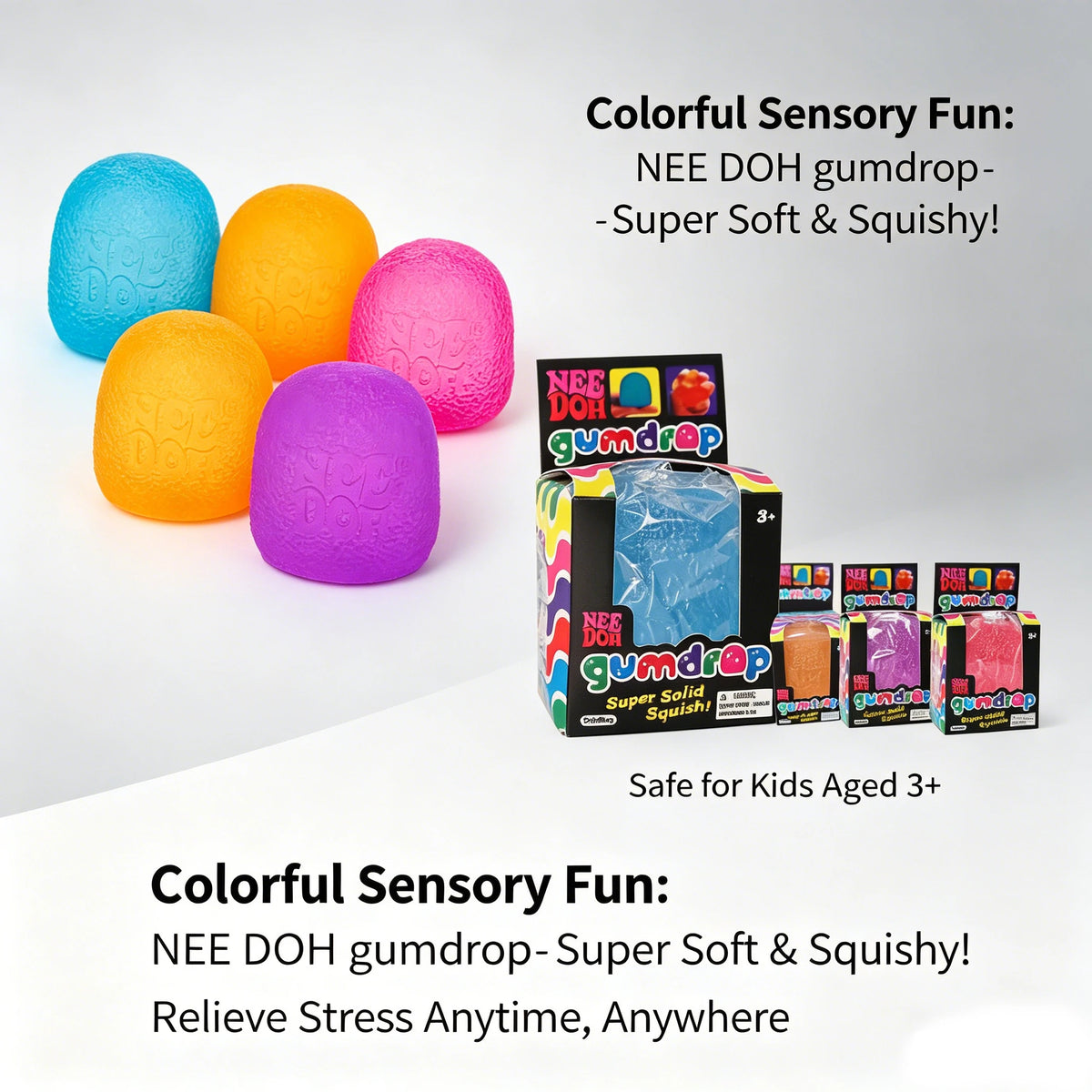 Gumdrop Soft Sensory Fidget Squeeze Ball – Stress Relief Toy