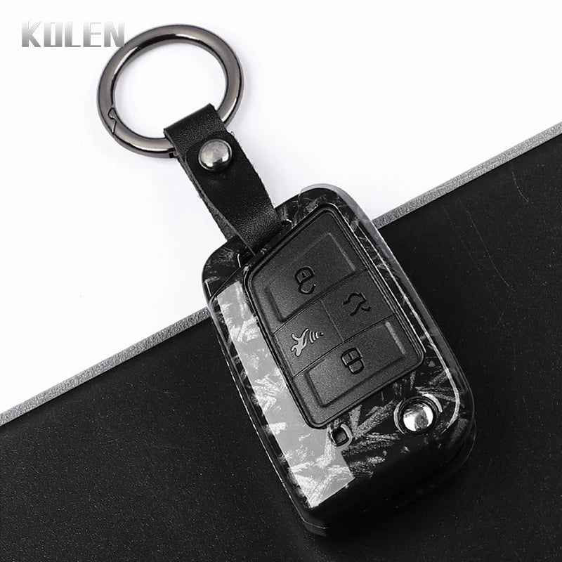 Carbon Fiber Car Key Case Cover for VW, SEAT & Skoda