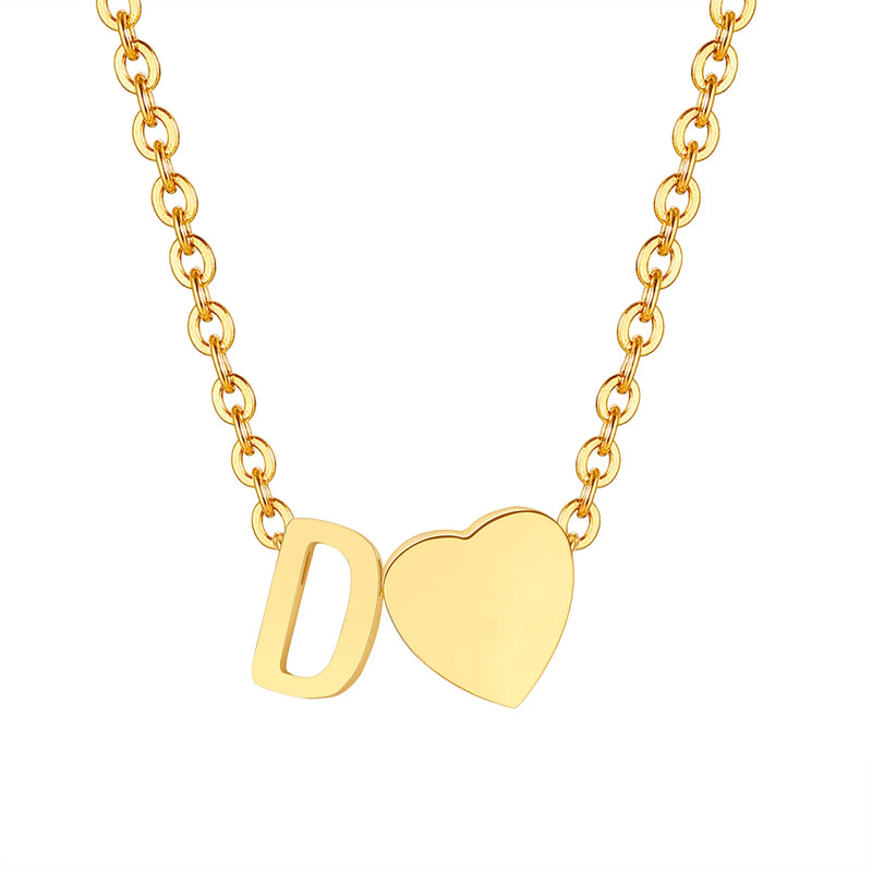 Dainty Heart Initial Necklace