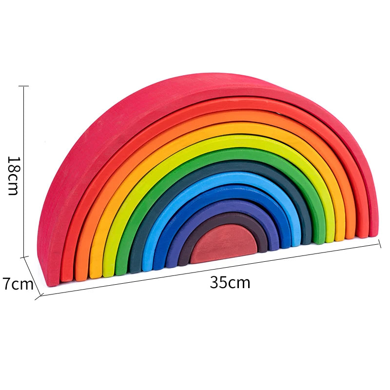 Wooden Rainbow Stacking Blocks – Montessori Creative Building Set