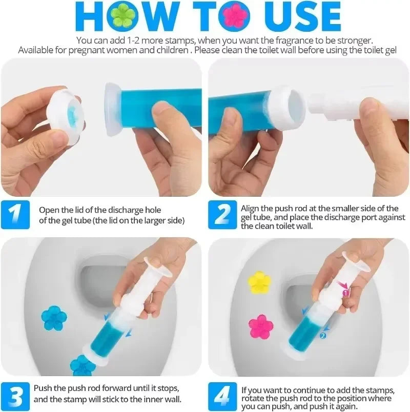 Flower-Shaped Toilet Bowl Cleaning Gel Stamp
