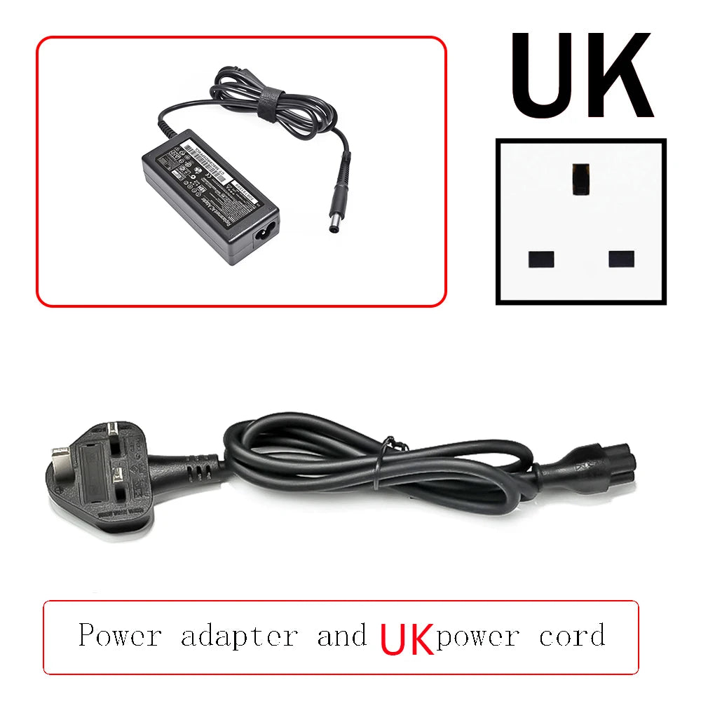 Adaptateur secteur noir et cordon d'alimentation britannique pour ordinateurs portables