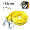 Yellow heavy duty car tow rope measuring 4 meters and weighing 5 tons with safety hooks