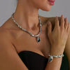 Elegant Crystal Pendant Necklace & Bracelet Set