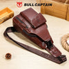 Men's Genuine Leather Sling Backpack with USB Charging Port