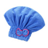 Blue microfibre quick-dry hair towel wrap with a bowknot