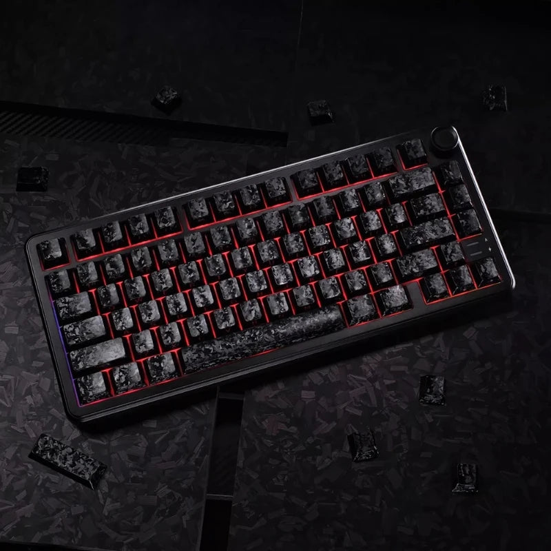 Carbon Fiber Textured Side-Printed Keycaps (CHERRY Profile)
