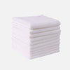 A stack of white thickened microfiber cleaning towels.
