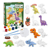 Boîte de kit de peinture DIY espace et dinosaures pour enfants avec diverses figurines en plastique.