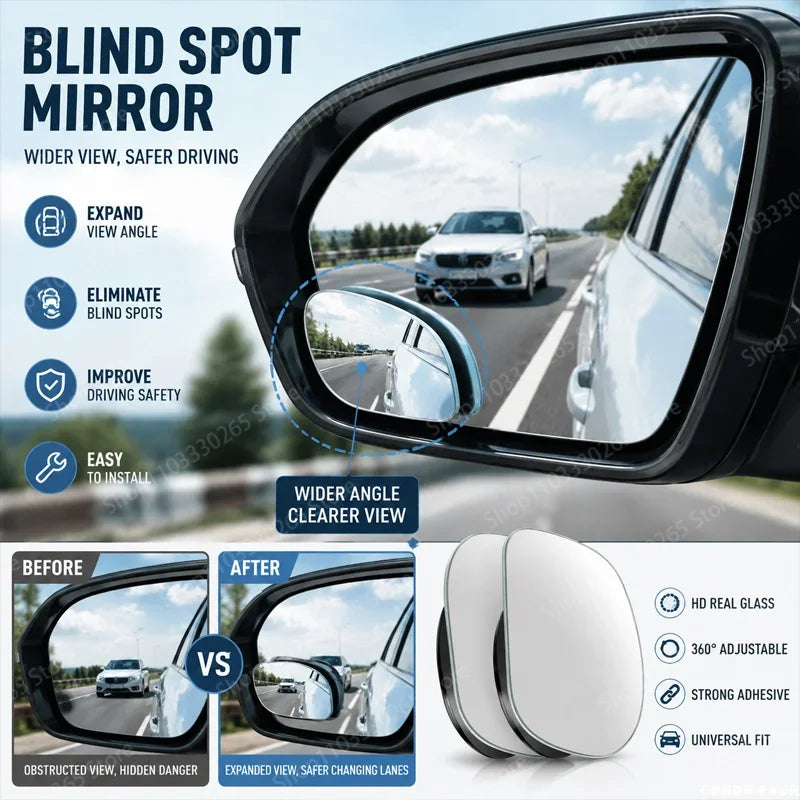 Adjustable HD Blind Spot Mirrors for Car, SUV, and Truck (2 Pack)