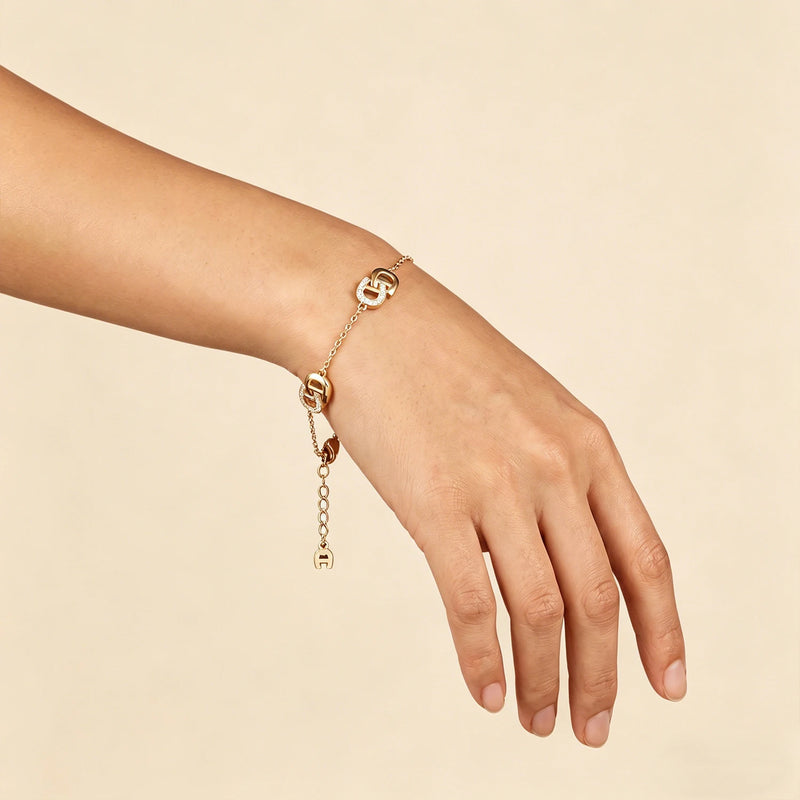 Double D CZ Gold-Plated Bracelet
