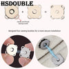 Diagram showing how to assemble an HSDOUBLE magnetic snap fastener using a needle and thread.