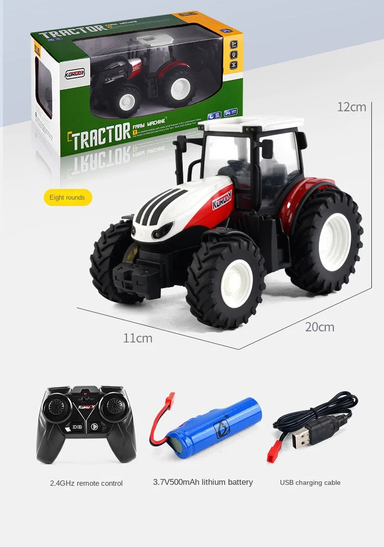 Remote-Controlled Farm Tractor Toy with Realistic Engineering Details
