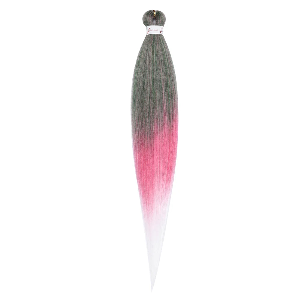 Vorgestreckte Ombré-Flechtfrisuren mit Übergang von Grau und Pink