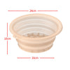 A beige foldable silicone ice face mask bowl with a built-in tray shown from above.
