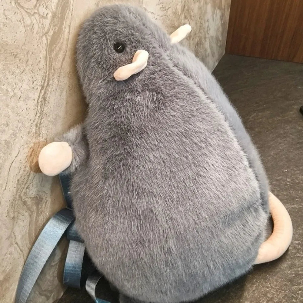 Cute Plush Mouse Backpack with Flower Design