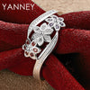 925 Sterling Silver Flower Ring with Zircon Stone