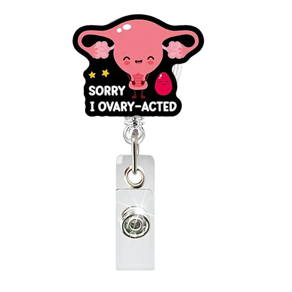 Heart Shape Glitter Acrylic Retractable Badge Reel with Crocodile Clip