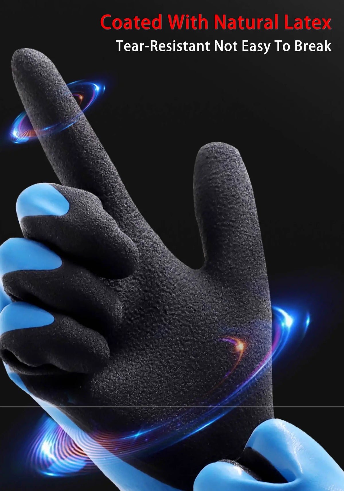Winter Waterproof Thermal Work Gloves with Anti-Slip Latex Grip