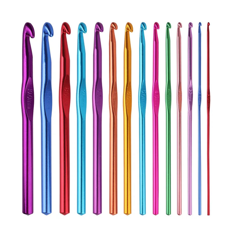 Colorful Aluminum Crochet Hook Set with Ergonomic Handles
