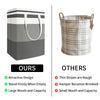 A laundry hamper with a plaid fabric pattern is shown next to its folded box, highlighting attractive design and large capaci
