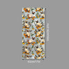 A vertical sheet of floral stained glass window film featuring cats and foliage in warm orange and yellow tones.