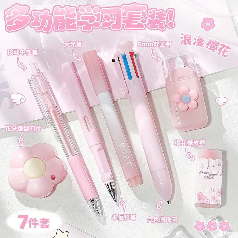Kawaii Cartoon School Supplies Gift Set