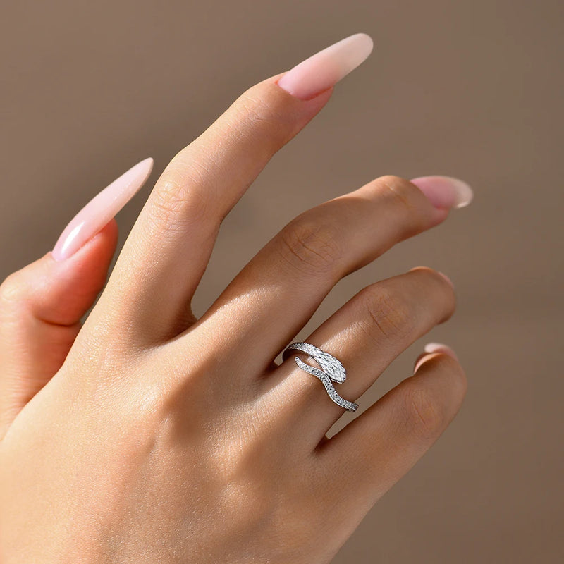 Snake-Design Moissanite Ring in Sterling Silver