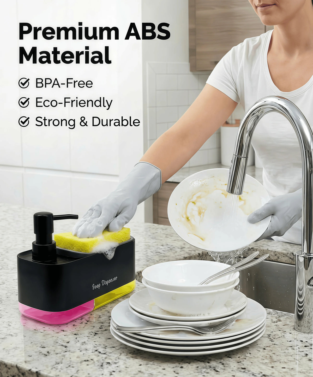 3-in-1 Kitchen Soap Dispenser with Sponge Caddy