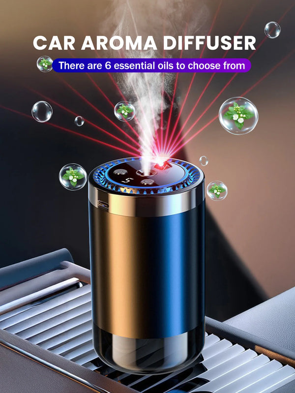 Diffuseur d'huiles essentielles portable pour voiture avec faisceaux lumineux LED