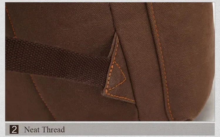 Vintage Canvas Backpack with Leather Accents – Large Capacity Travel & Laptop Bag